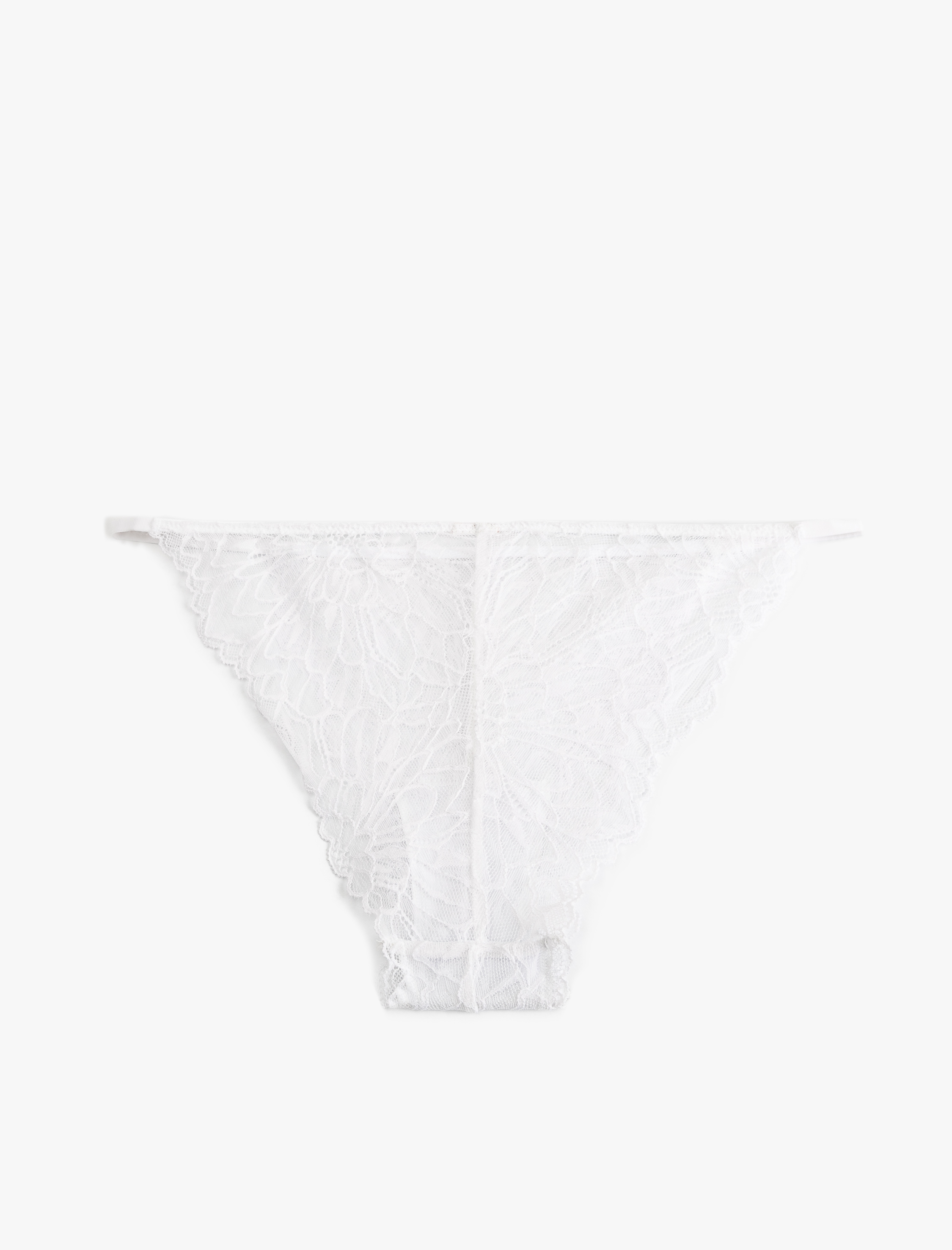   Yanları İpli Floral Dokulu Dantelli Külot