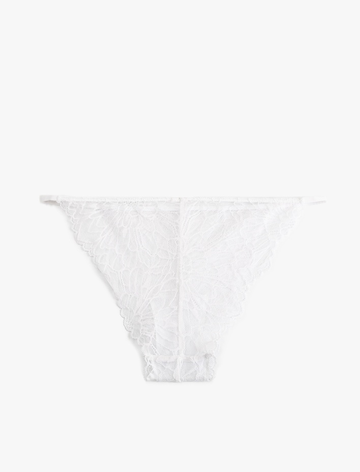  Yanları İpli Floral Dokulu Dantelli Külot