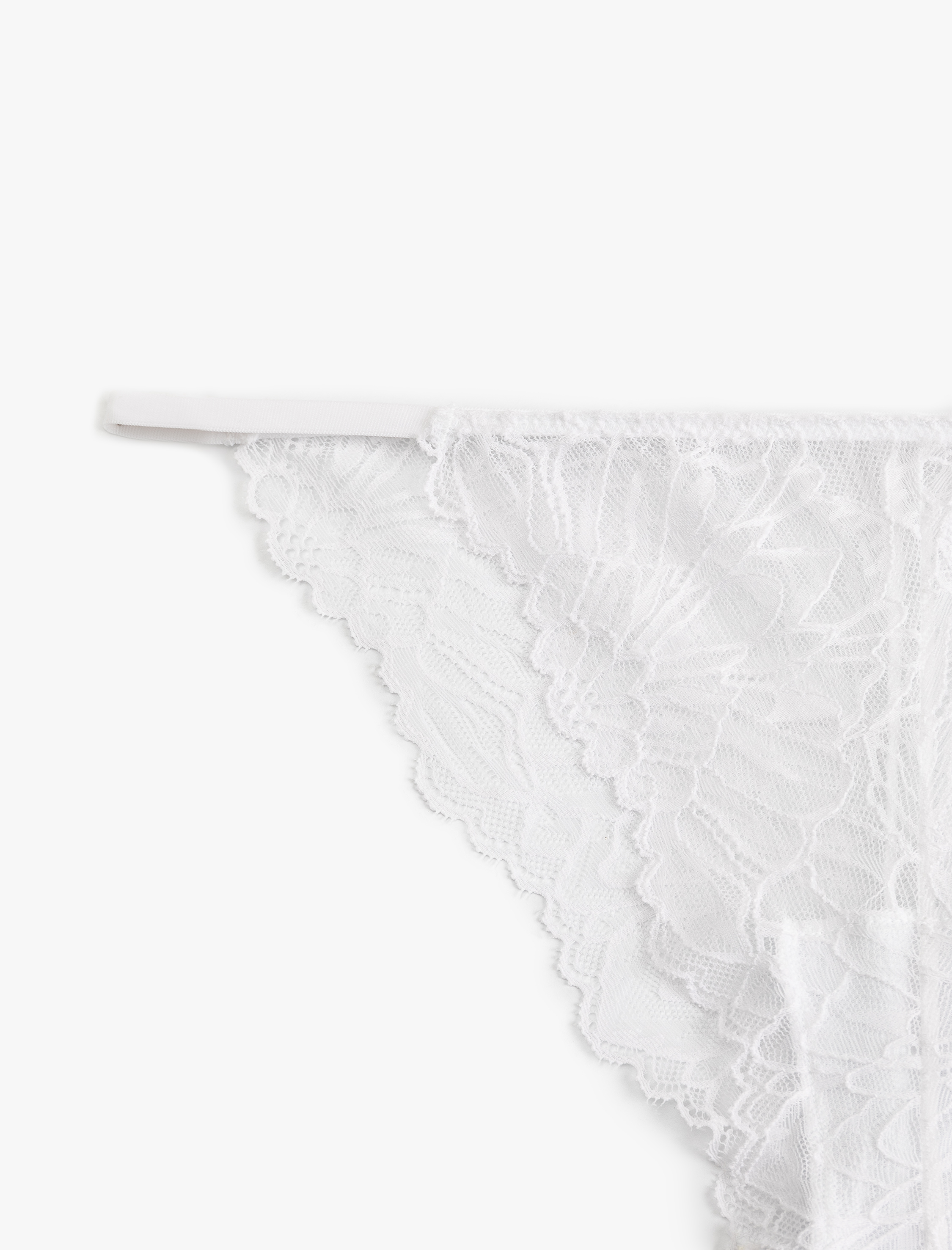   Yanları İpli Floral Dokulu Dantelli Külot