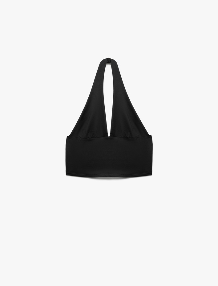  Slim Fit Sırt Dekolteli Crop Halter Yaka Büstiyer