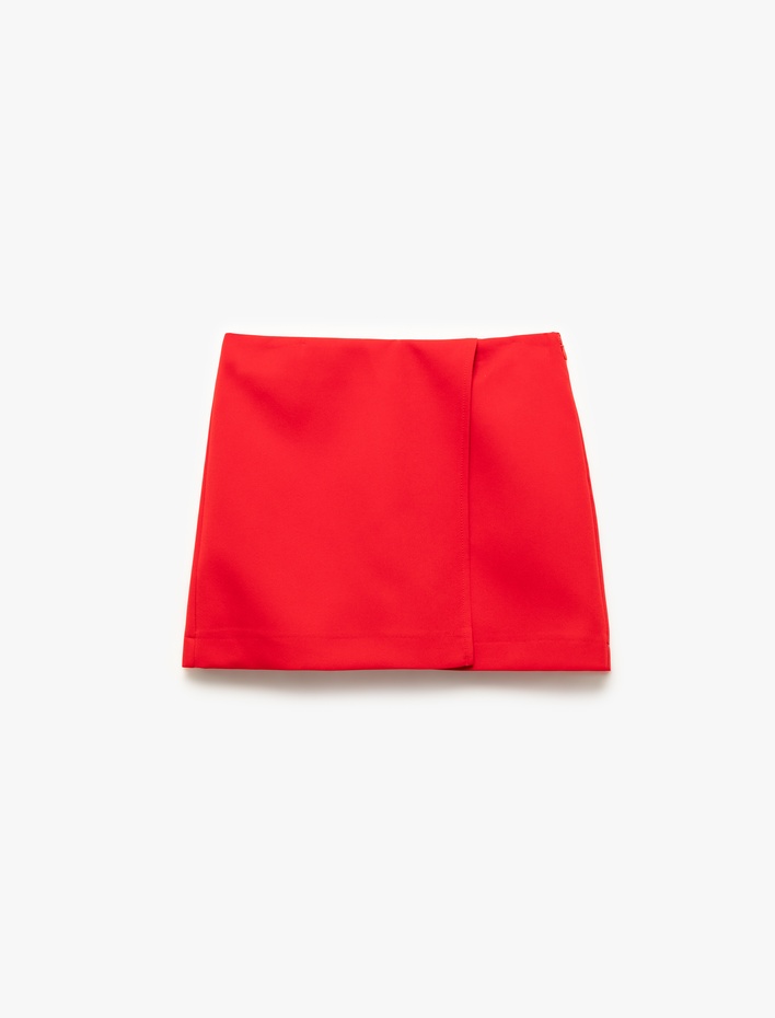  Regular Fit Kruvaze Mini Şort Etek