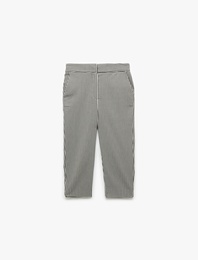 Viskon Kumaş Pötikareli Skinny Fit Cepli Kapri Pantolon