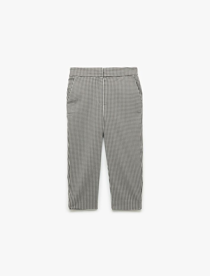  Viskon Kumaş Pötikareli Skinny Fit Cepli Kapri Pantolon