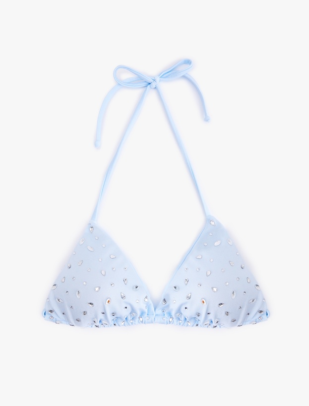 Koton X Sibil Çetinkaya - Taş Detaylı Üçgen Bikini Üstü_3