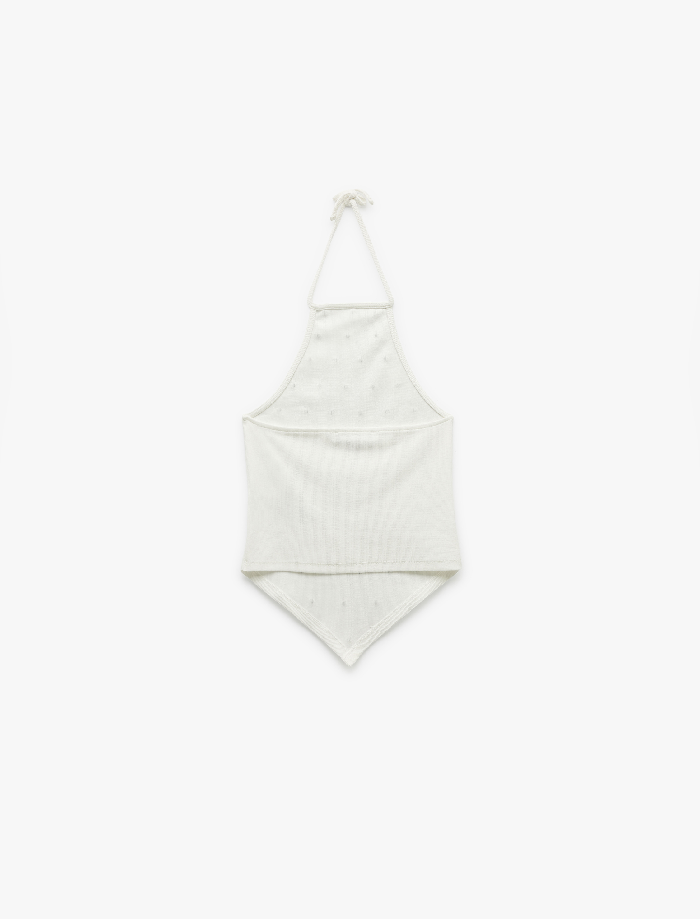   Taş Detaylı Slim Fit Asimetrik Boyundan Bağlamalı Kolsuz Halter Yaka Bluz