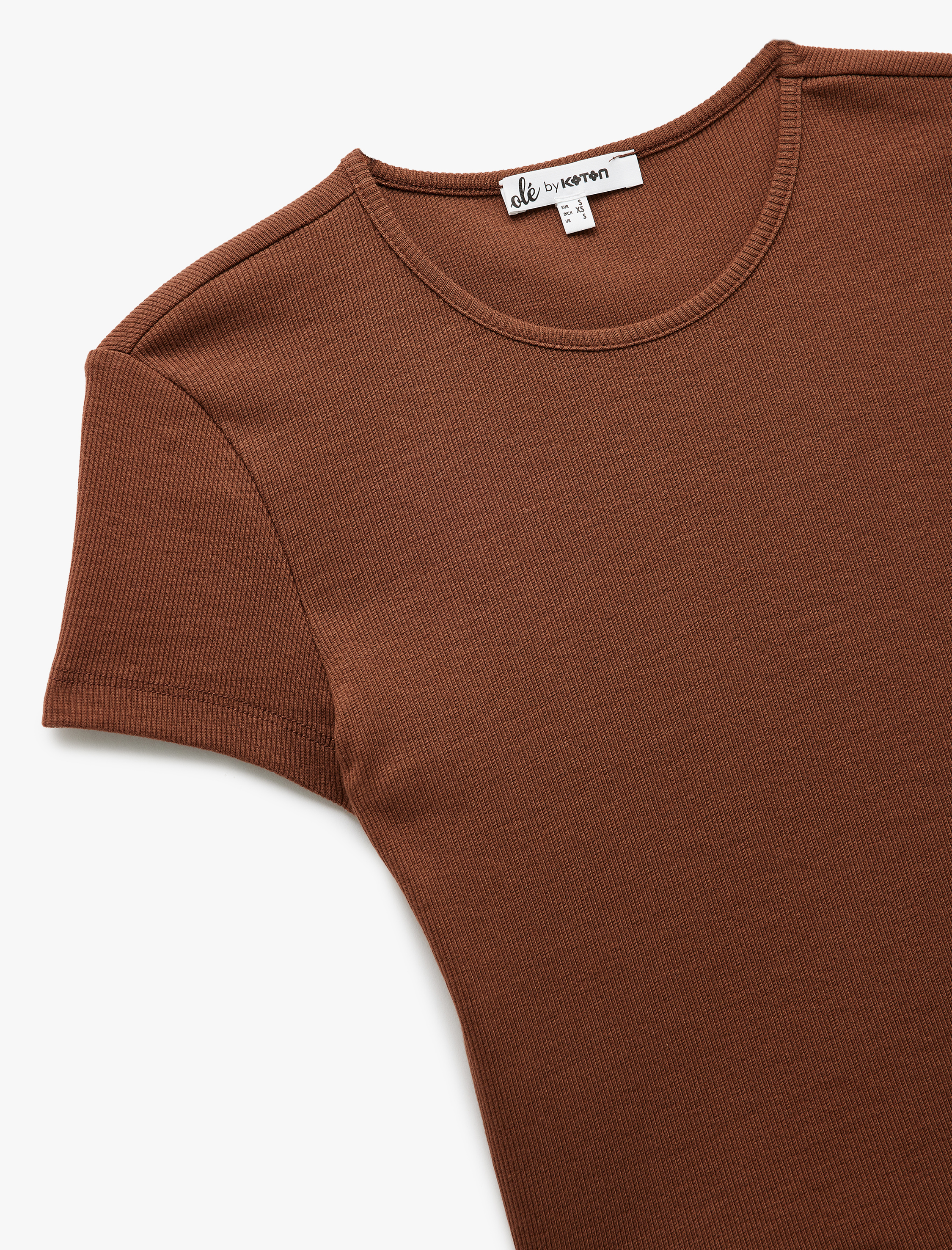   Crop Bisiklet Yaka Kısa Kollu Slim Fit Basic Kadın Tişört