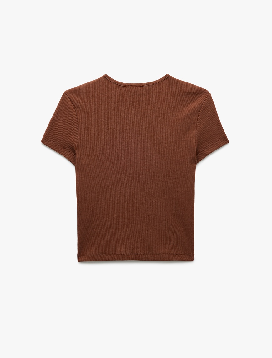   Crop Bisiklet Yaka Kısa Kollu Slim Fit Basic Kadın Tişört