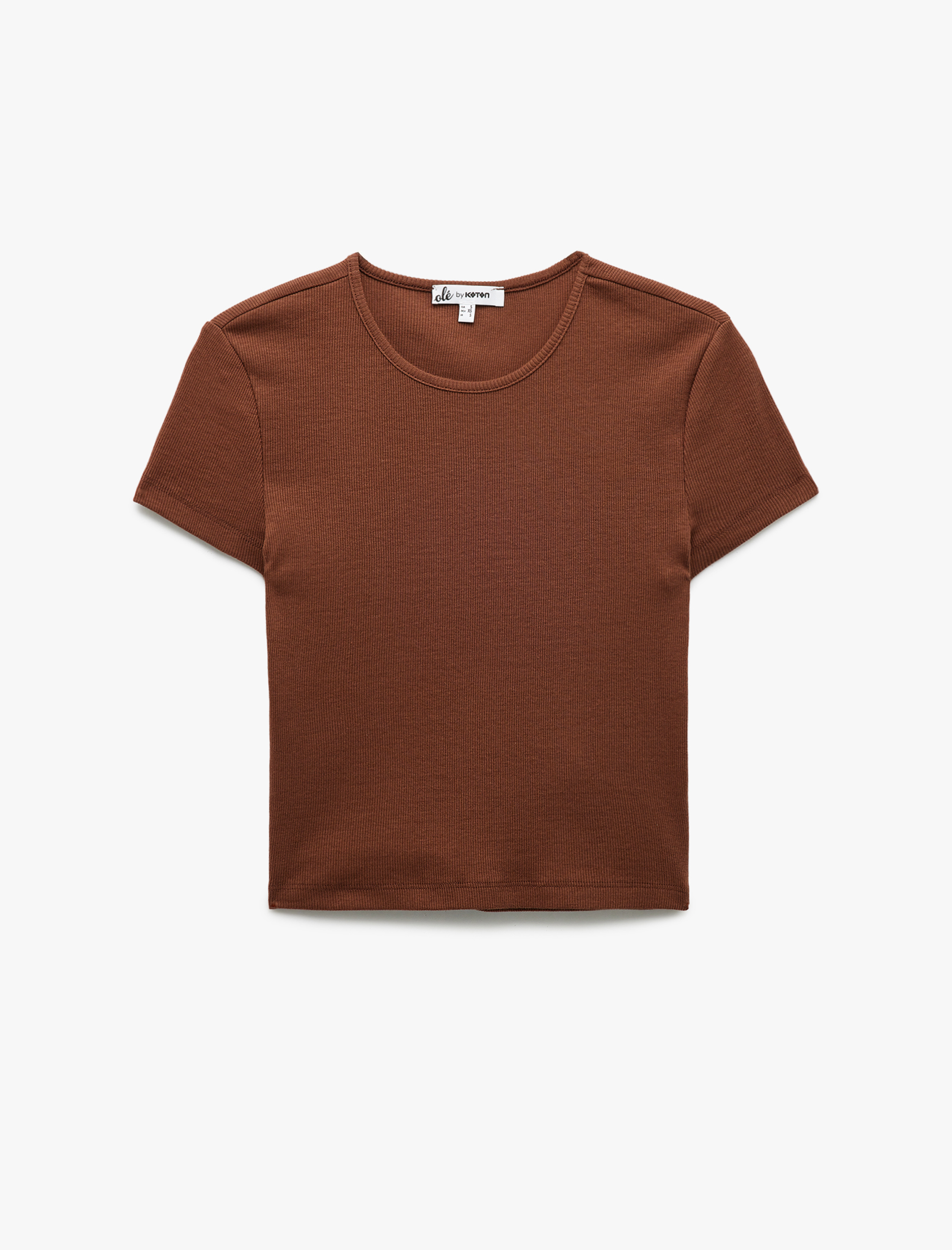   Crop Bisiklet Yaka Kısa Kollu Slim Fit Basic Kadın Tişört