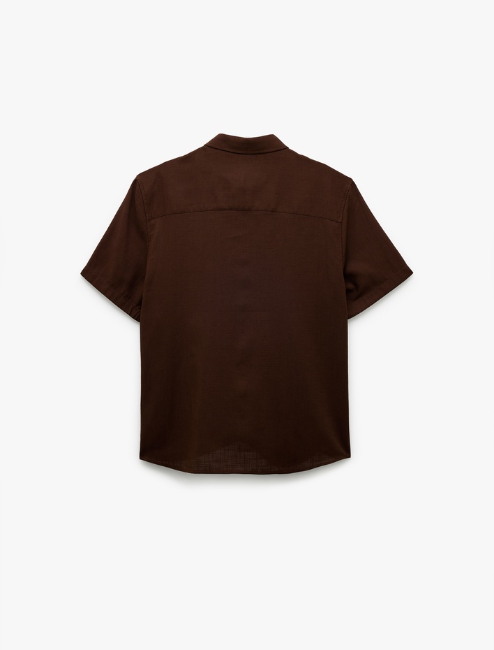  Pamuklu Düğmeli Regular Fit Kısa Kollu Gömlek