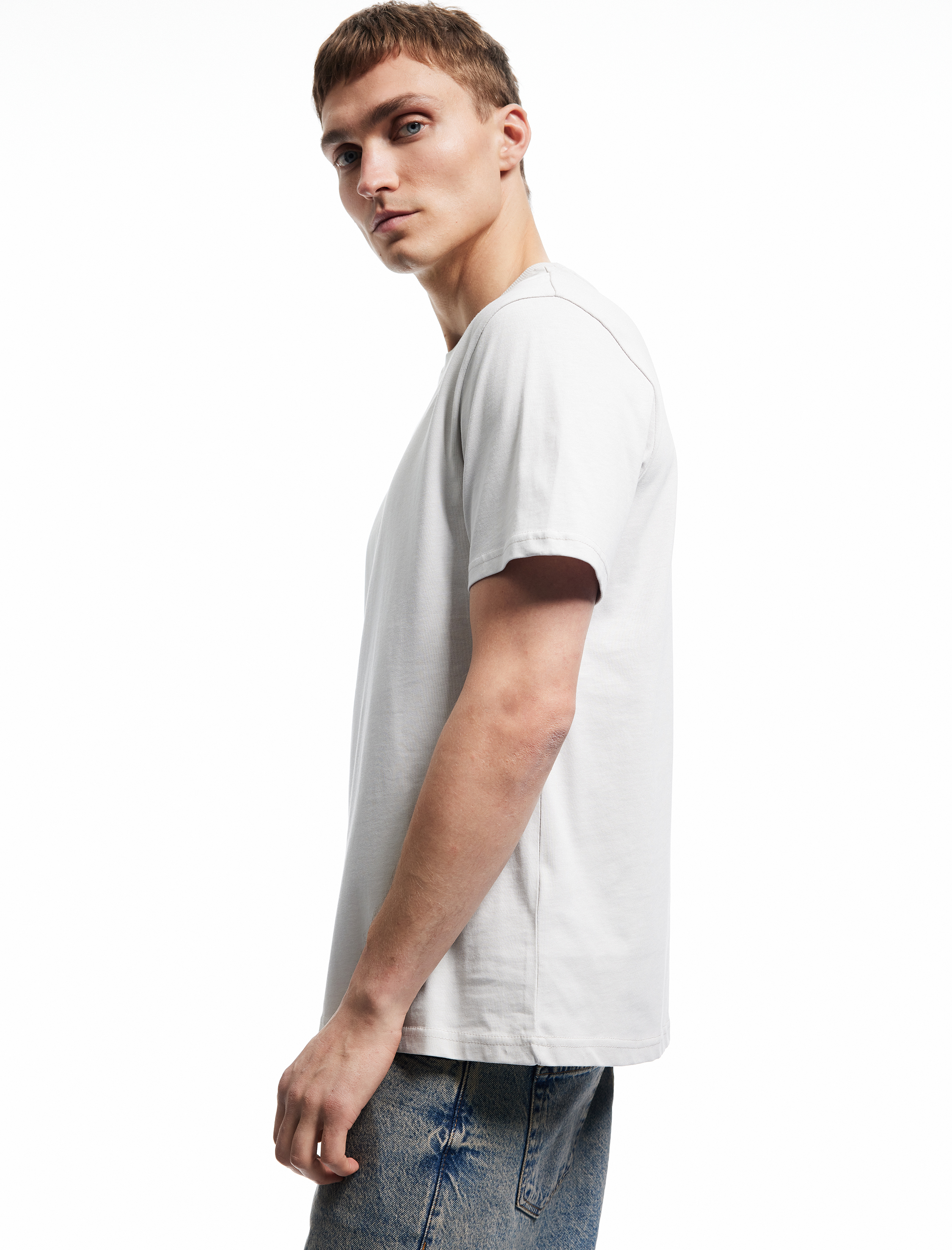   Kısa Kollu Bisiklet Yaka Regular Fit Pamuklu Minimal Baskılı Tişört