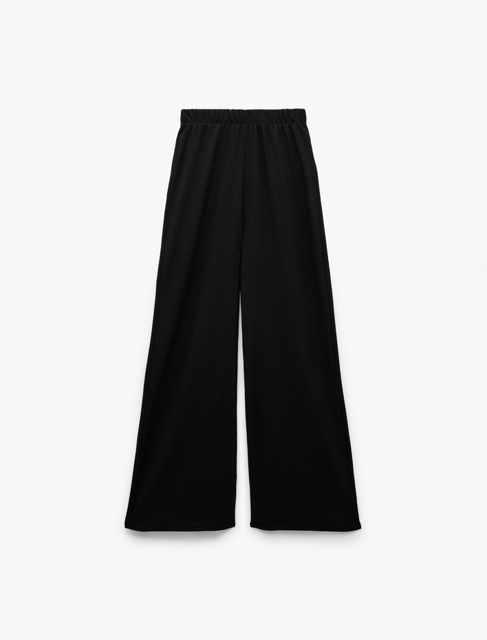  Beli Lastikli Bürümcük Geniş Paça Pantolon