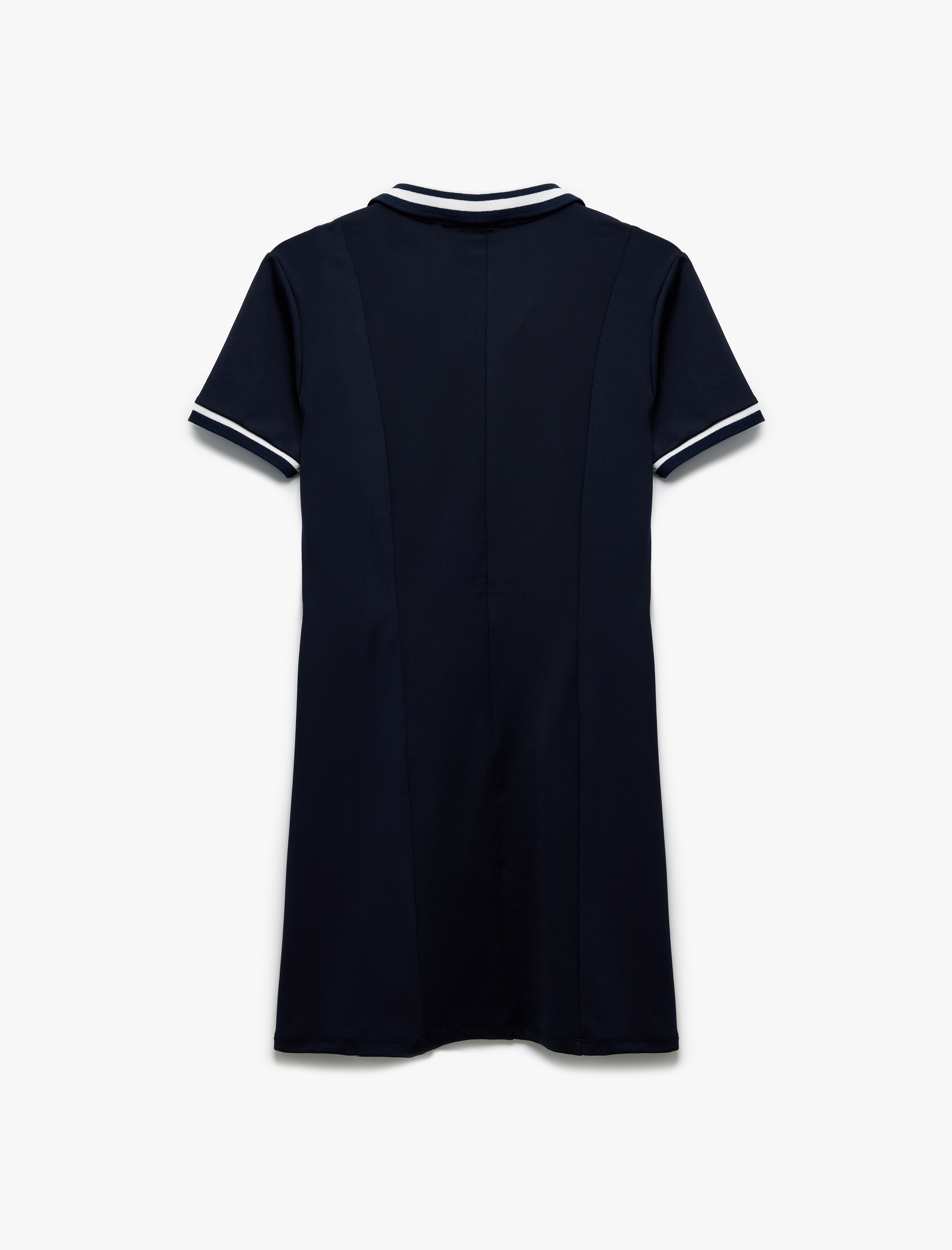   Kısa Kollu Çizgili Mini Pileli Polo Yaka Elbise