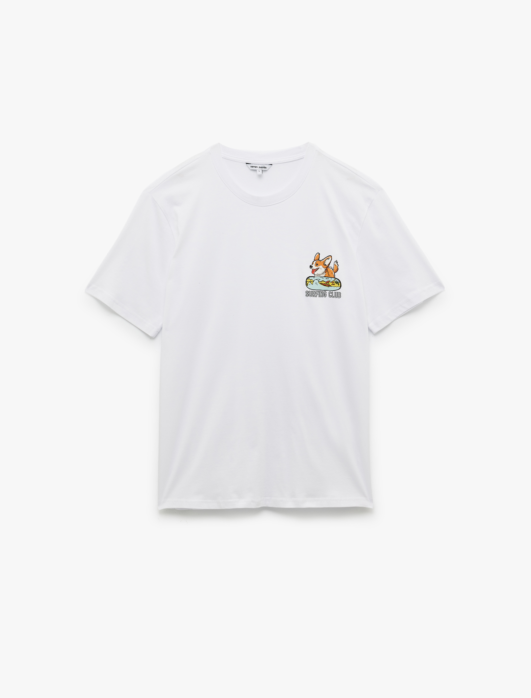   Kısa Kollu Pamuklu Regular Fit Bisiklet Yaka Köpek Baskılı Tişört