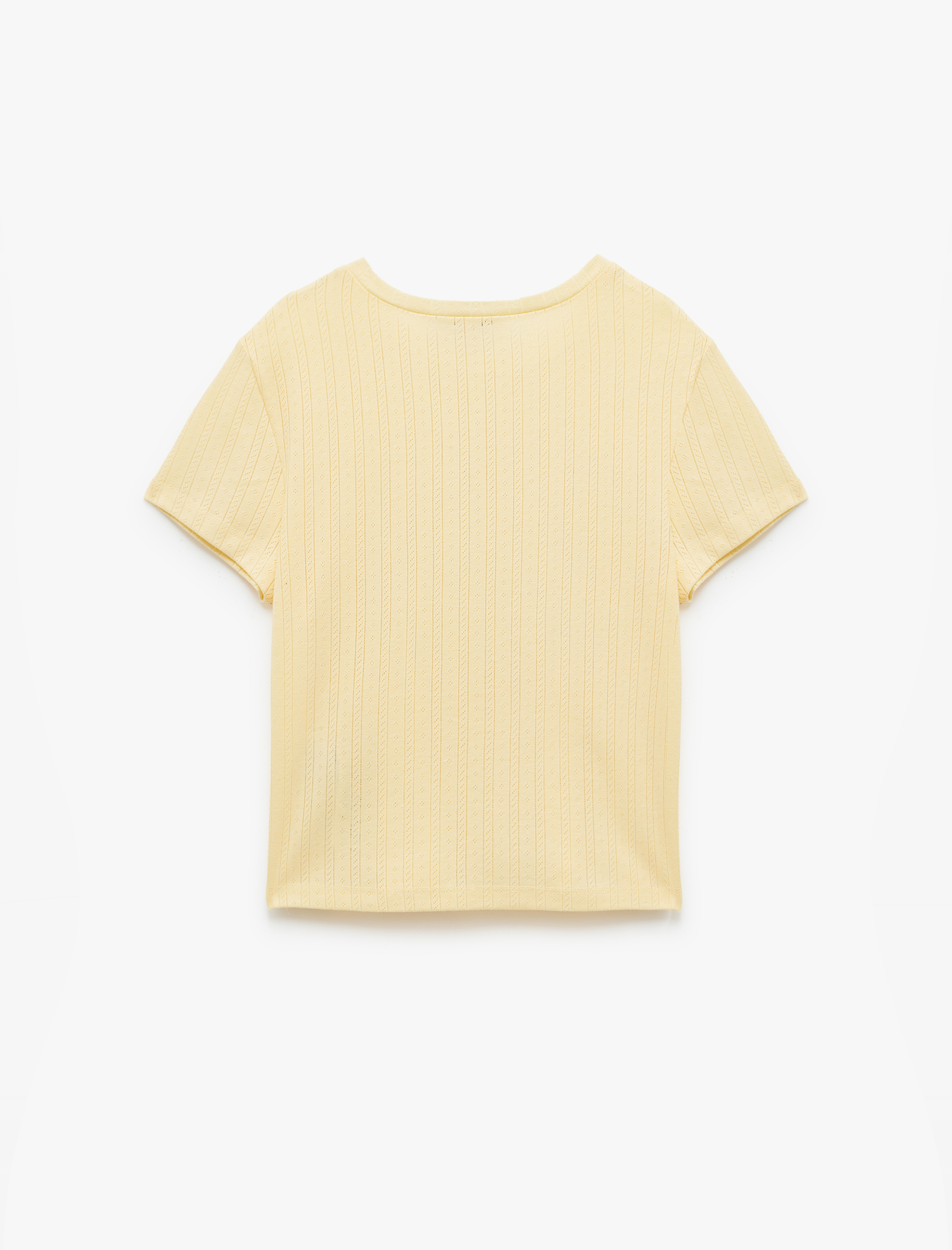   Bisiklet Yaka Kısa Kollu Dokulu Kedi Baskılı Tişört