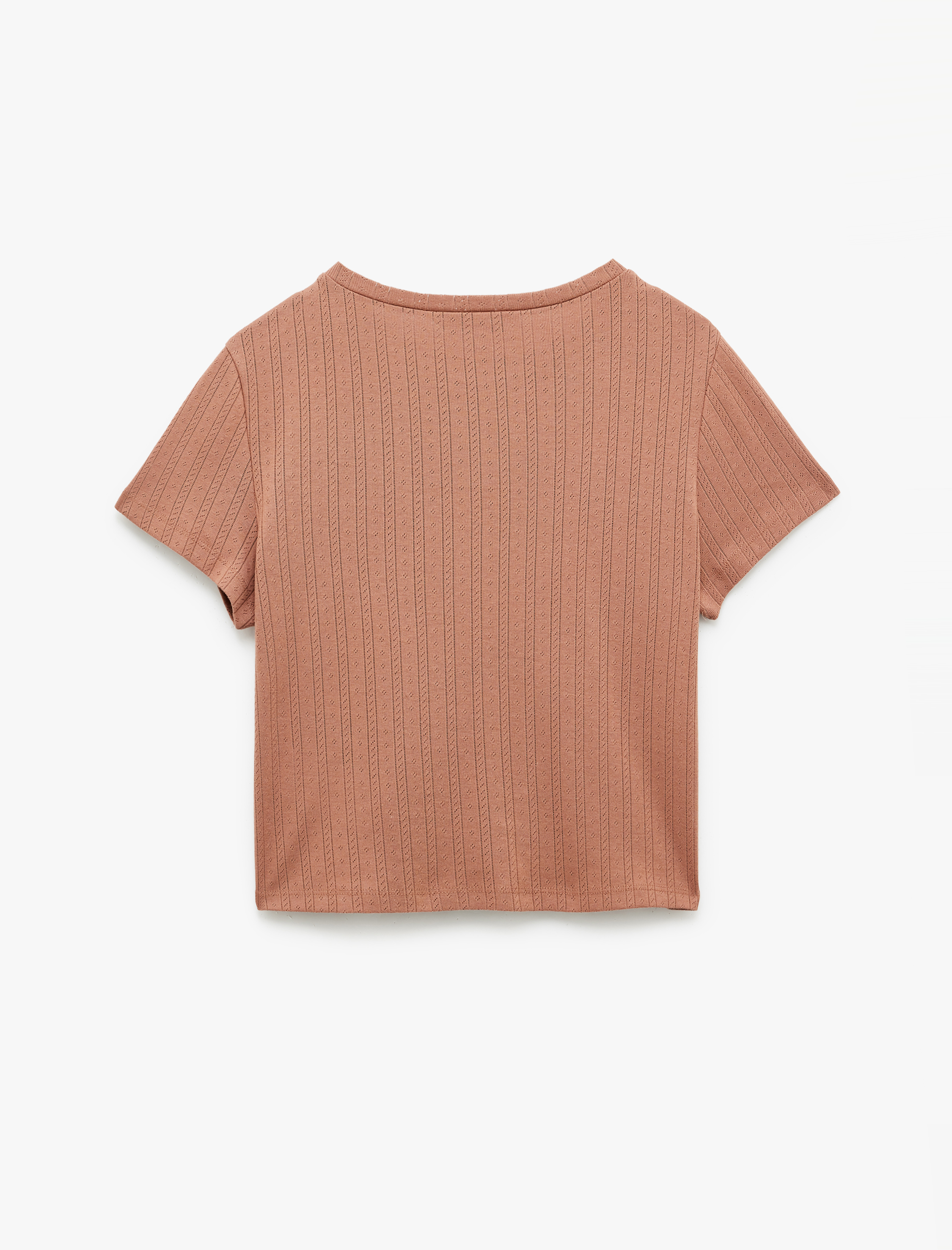   Bisiklet Yaka Kısa Kollu Dokulu Kedi Baskılı Tişört