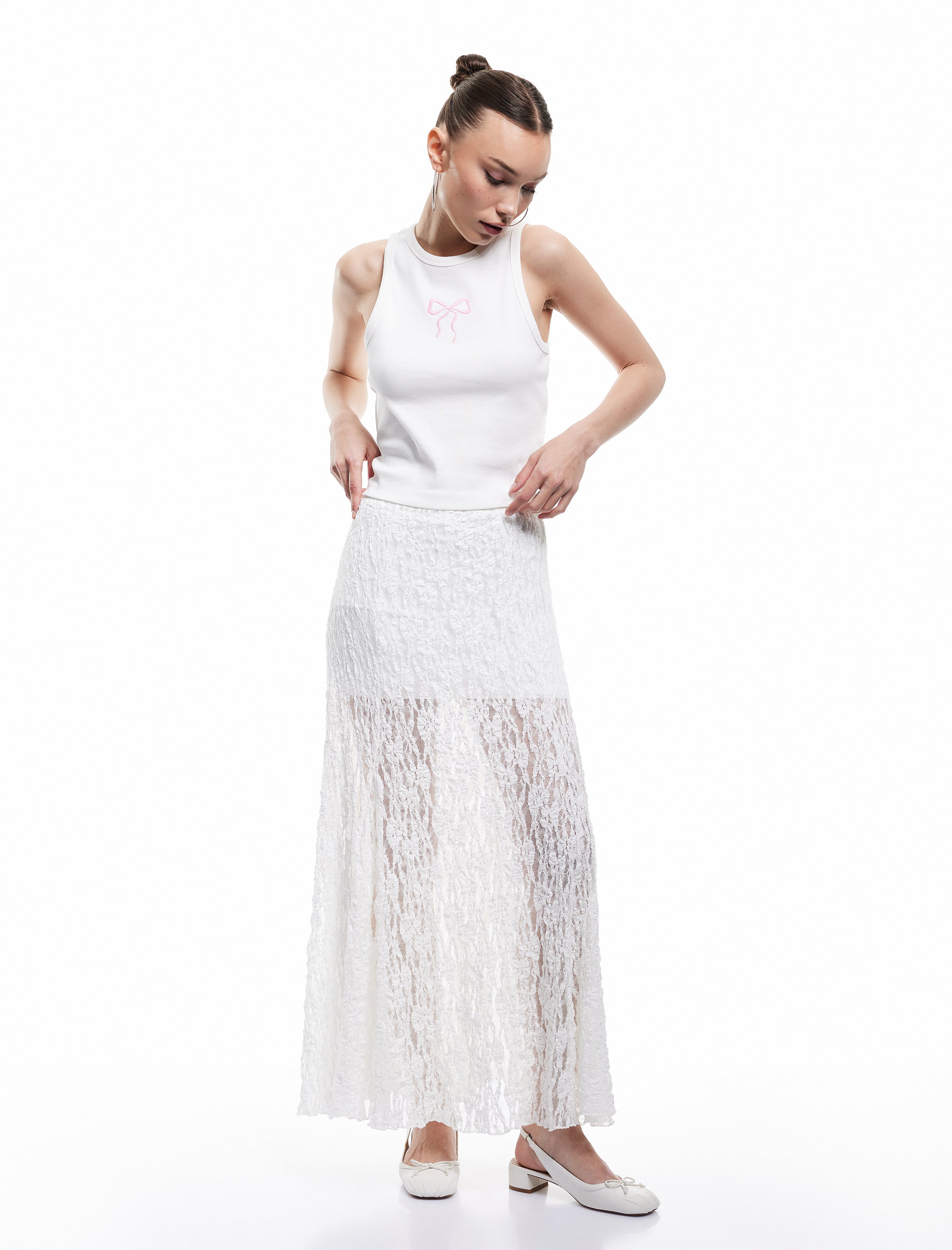   Fiyonk Baskılı Bisiklet Yaka Kolsuz Kaşkorse Atlet