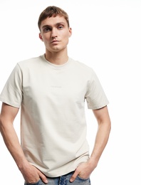 Kısa Kollu Bisiklet Yaka Regular Fit Pamuklu Minimal Baskılı Tişört