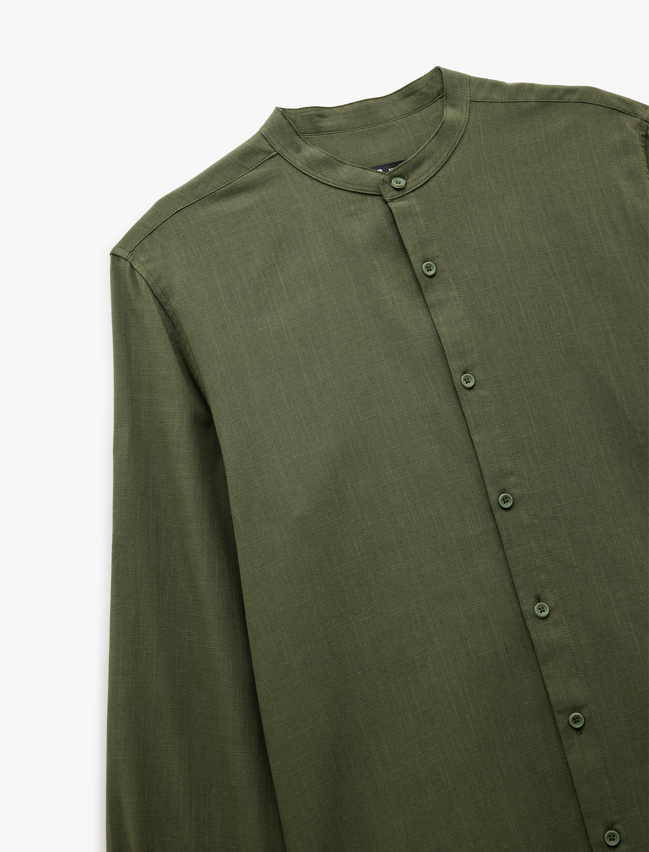   Uzun Kollu Düğmeli Regular Fit Pamuklu Hakim Yaka Gömlek