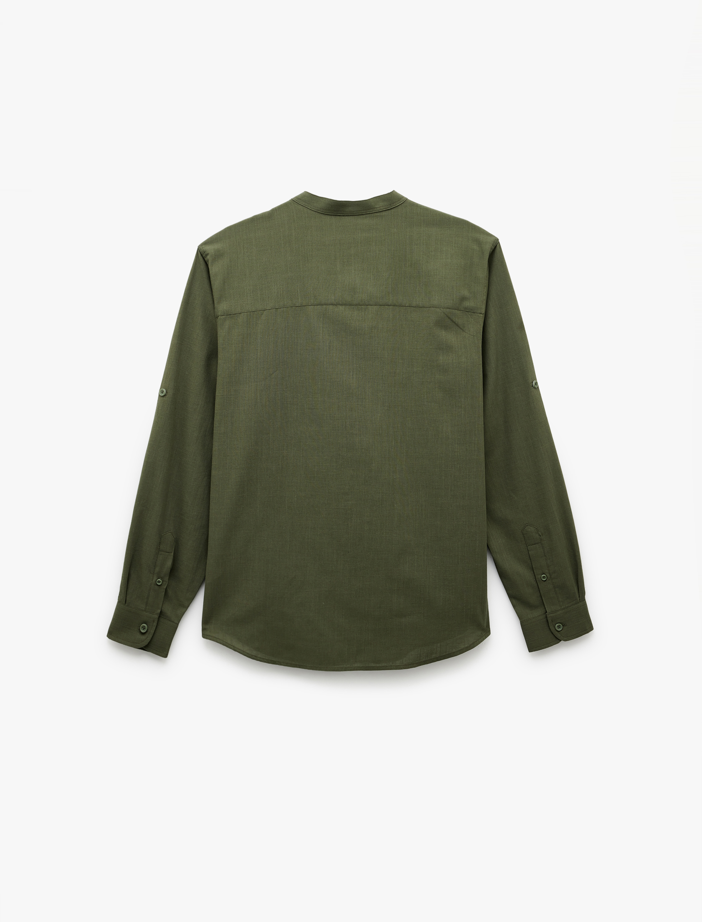   Uzun Kollu Düğmeli Regular Fit Pamuklu Hakim Yaka Gömlek