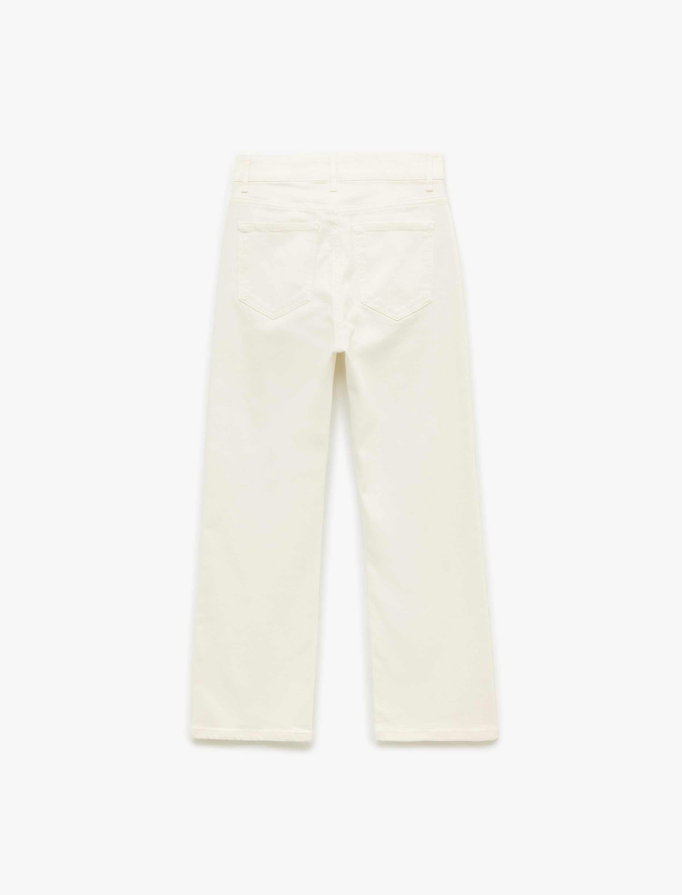   Pamuklu Düğmeli Cepli Dar Kalıp Yüksek Bel Bootcut Jean Pantolon - Kick Flare Jean