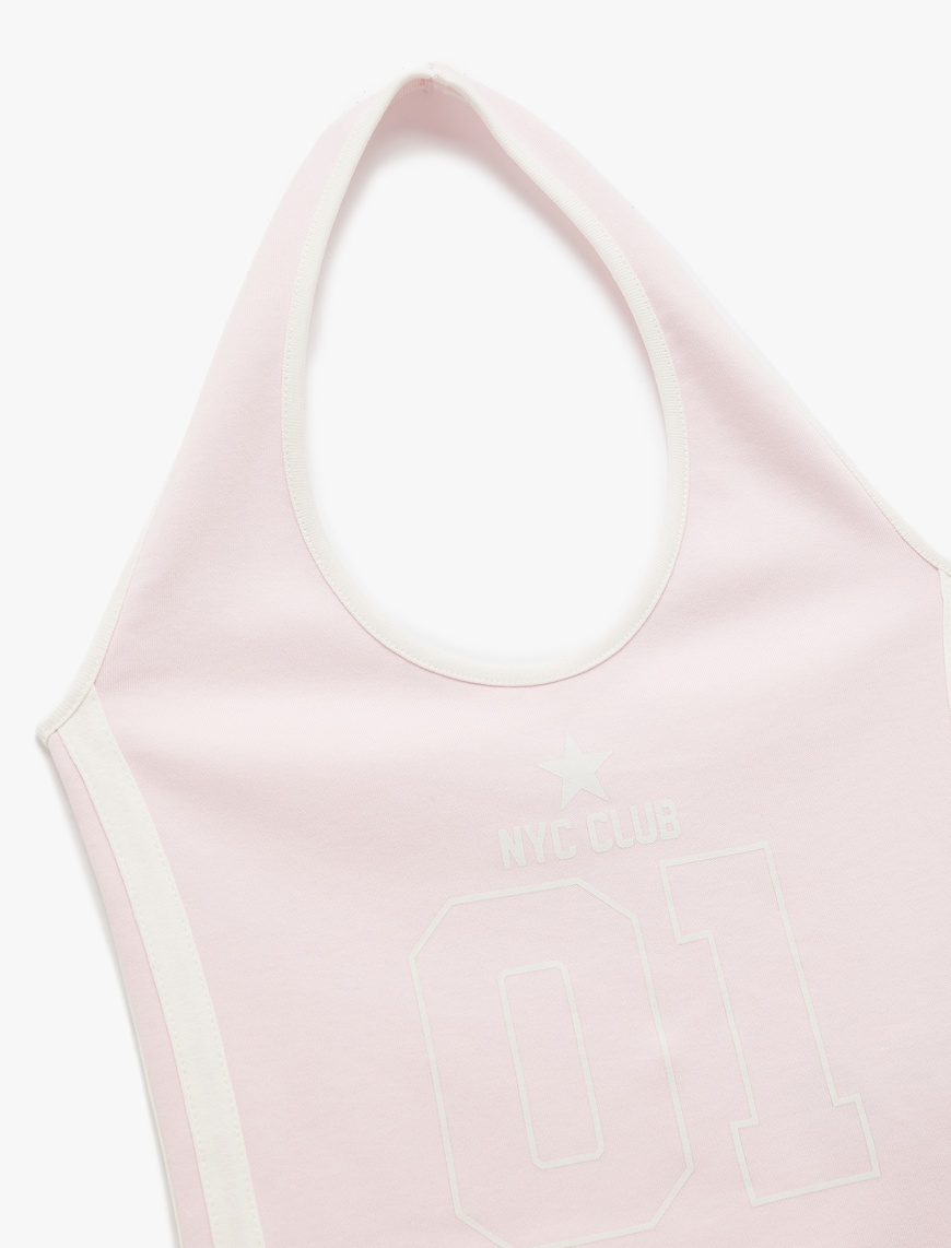   Pamuklu Kolsuz Biyeli Slim Fit Pamuklu Halter Yaka Bluz
