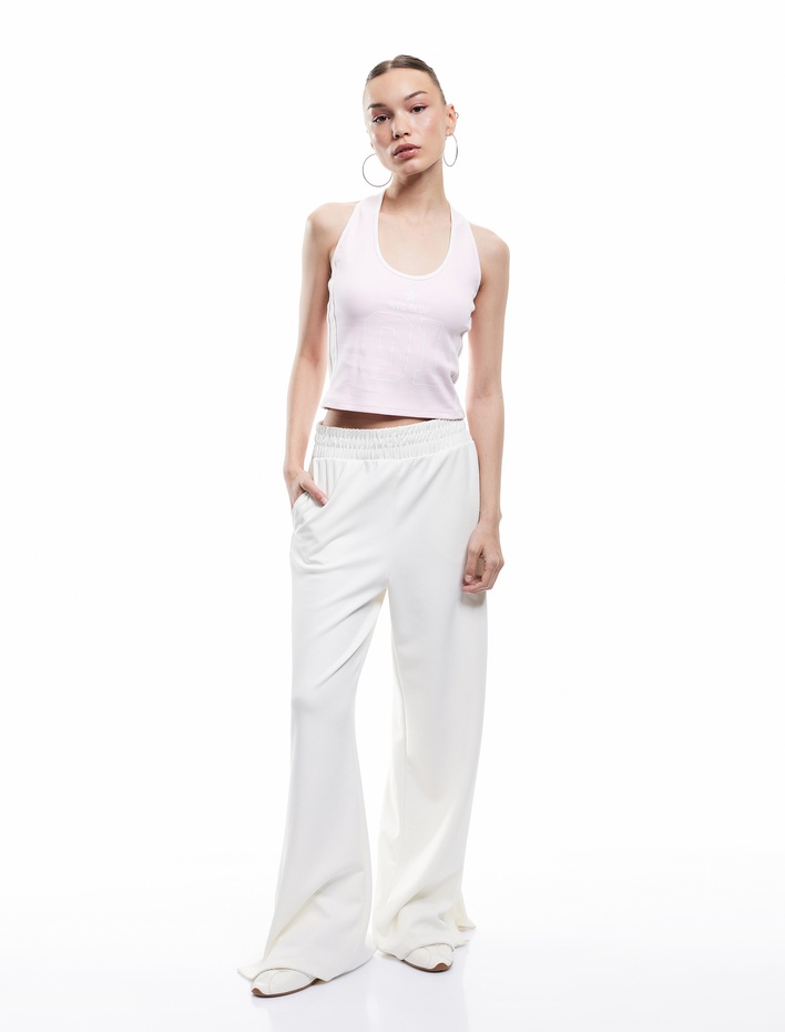  Pamuklu Kolsuz Biyeli Slim Fit Pamuklu Halter Yaka Bluz