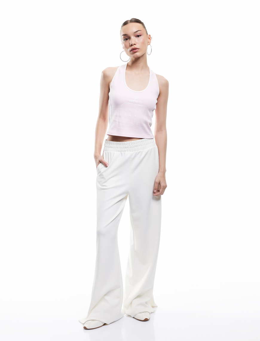   Pamuklu Kolsuz Biyeli Slim Fit Pamuklu Halter Yaka Bluz