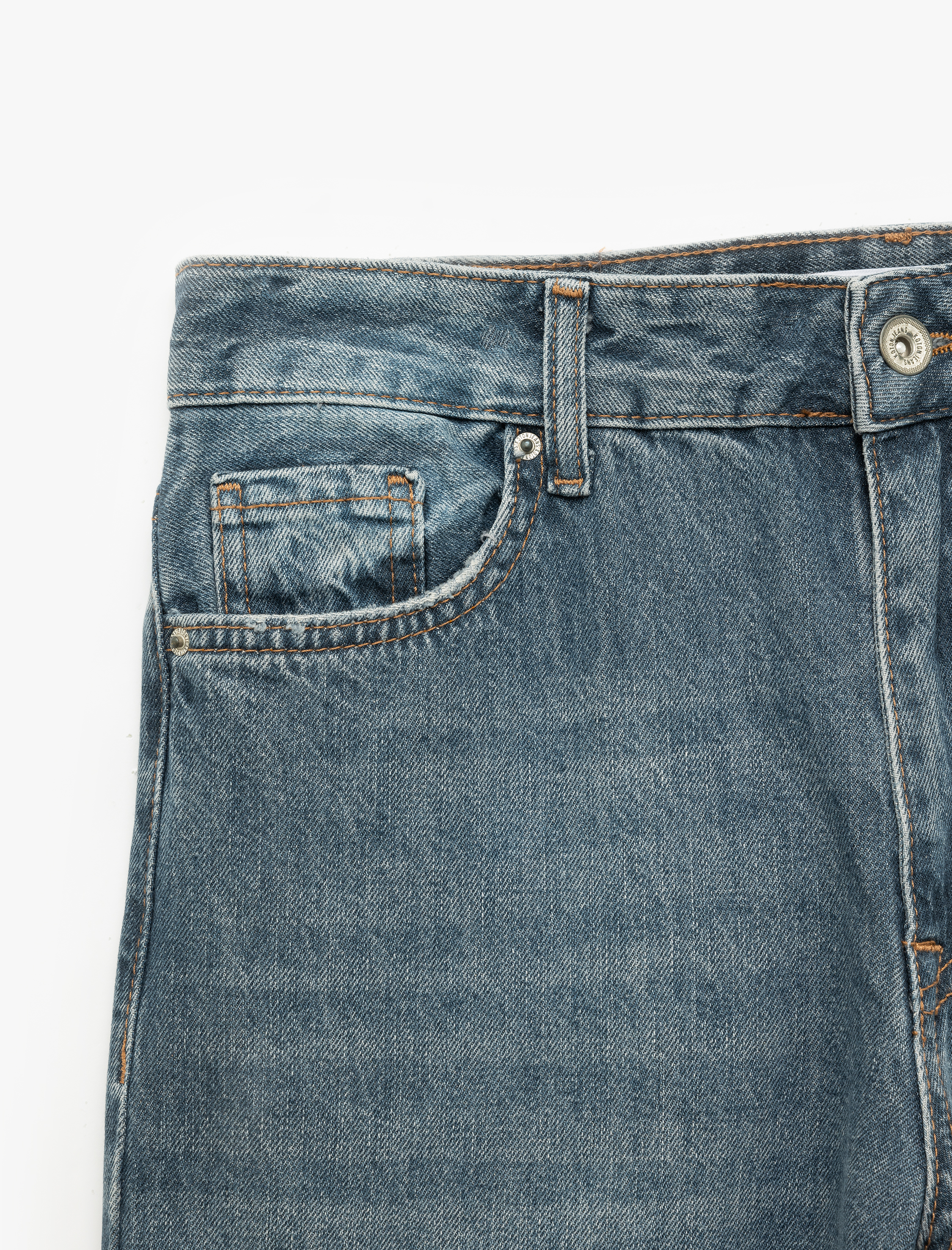   Normal Bel Straight Fit Düğmeli Pamuklu Düz Paça Jean Pantolon - Straight Fit Jean