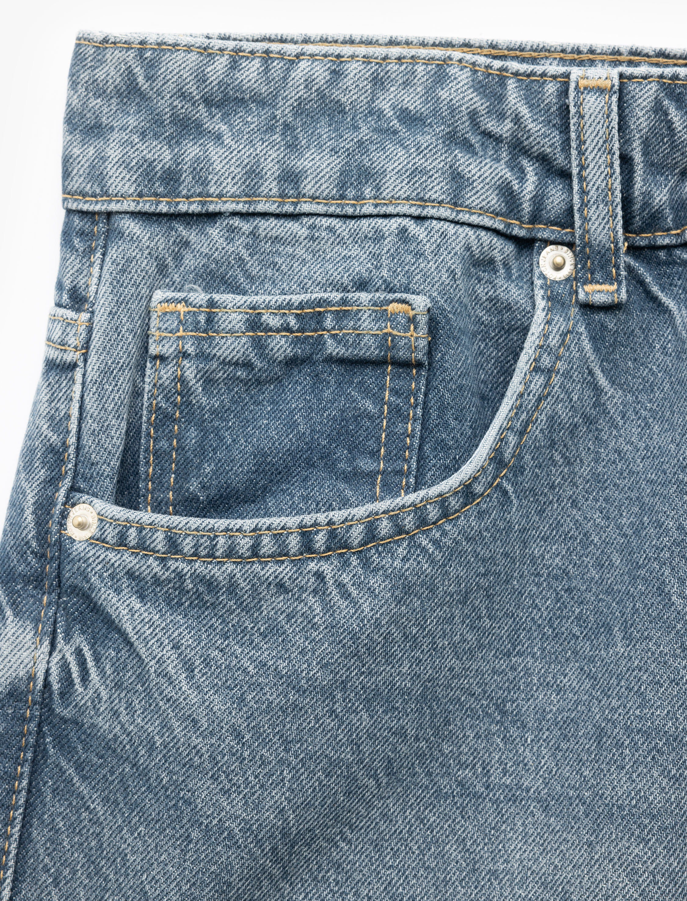   Normal Bel Pamuklu Cepli Vintage Straight Fit Jean Pantolon