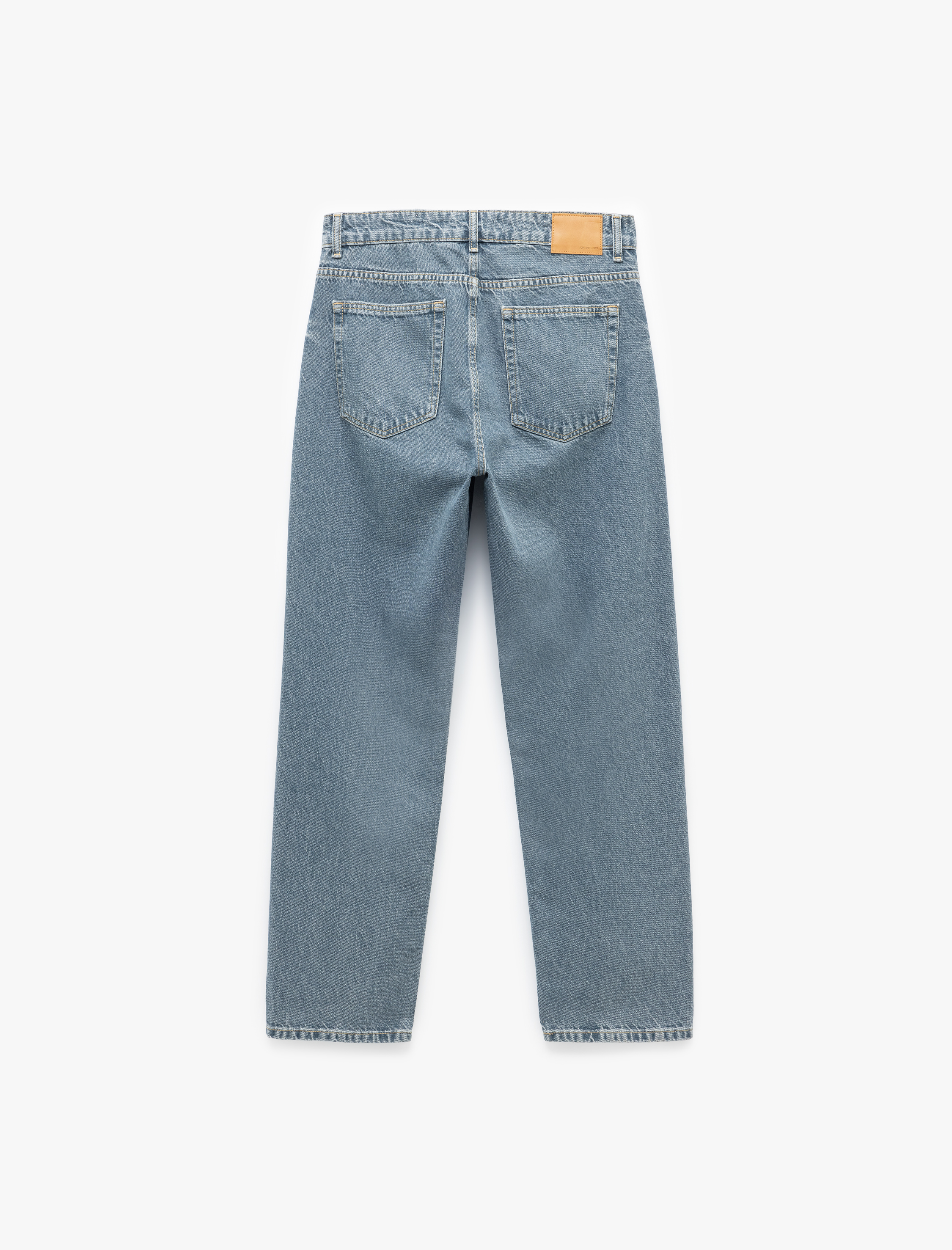   Normal Bel Pamuklu Cepli Vintage Straight Fit Jean Pantolon
