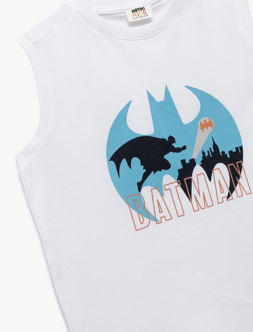  Erkek Çocuk Lisanslı Batman Baskılı Kolsuz Bisiklet Yaka Atlet