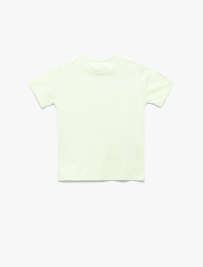 Erkek Bebek Baskılı Kısa Kollu Bisiklet Yaka Pamuklu Tişört