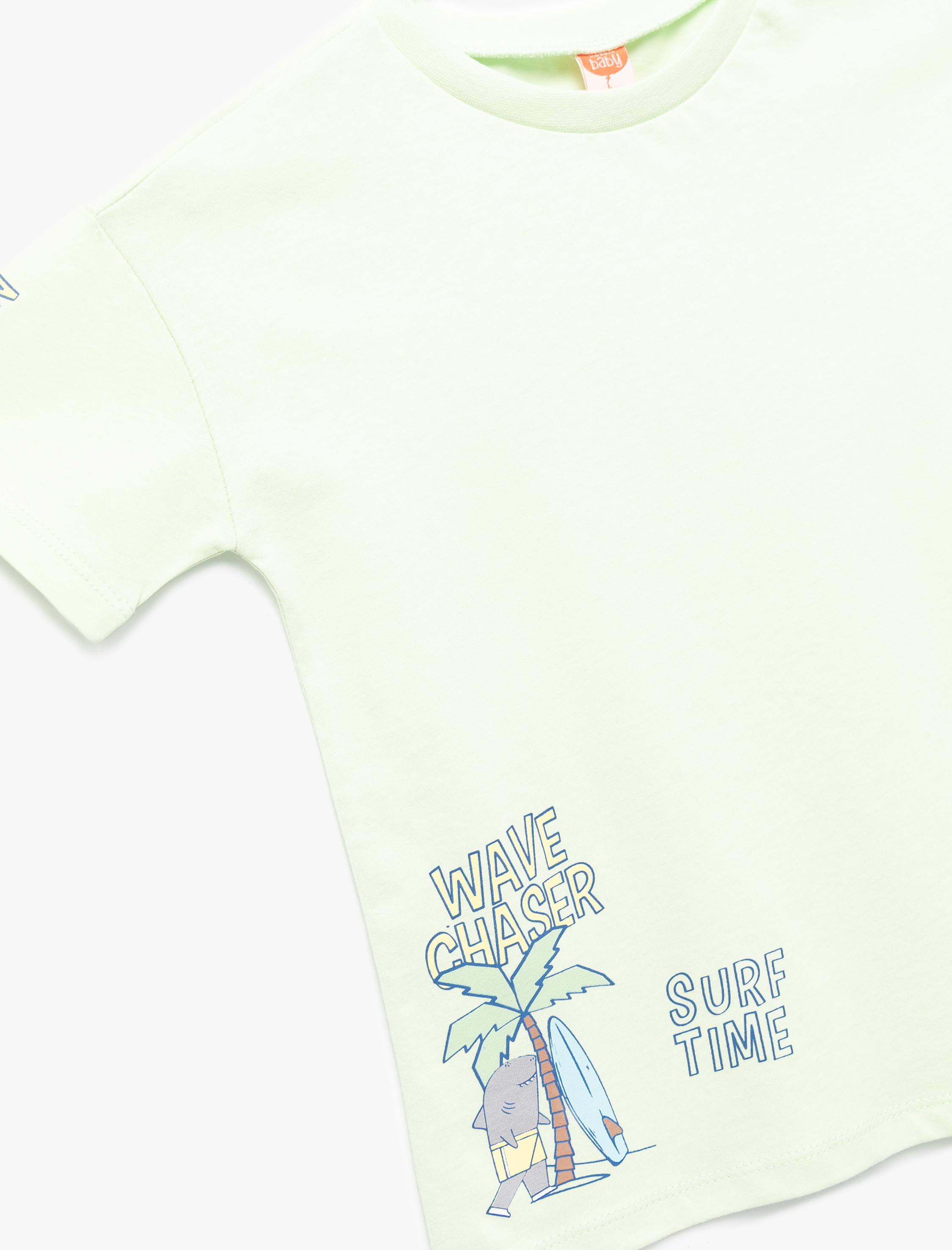  Erkek Bebek Baskılı Kısa Kollu Bisiklet Yaka Pamuklu Tişört