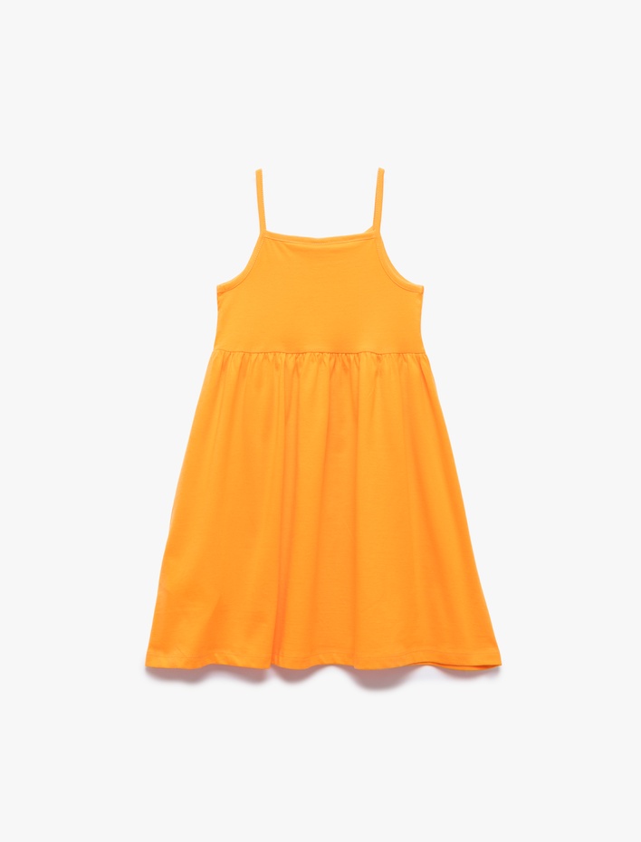 Kız Bebek Pamuklu Ananas Baskılı Askılı Elbise