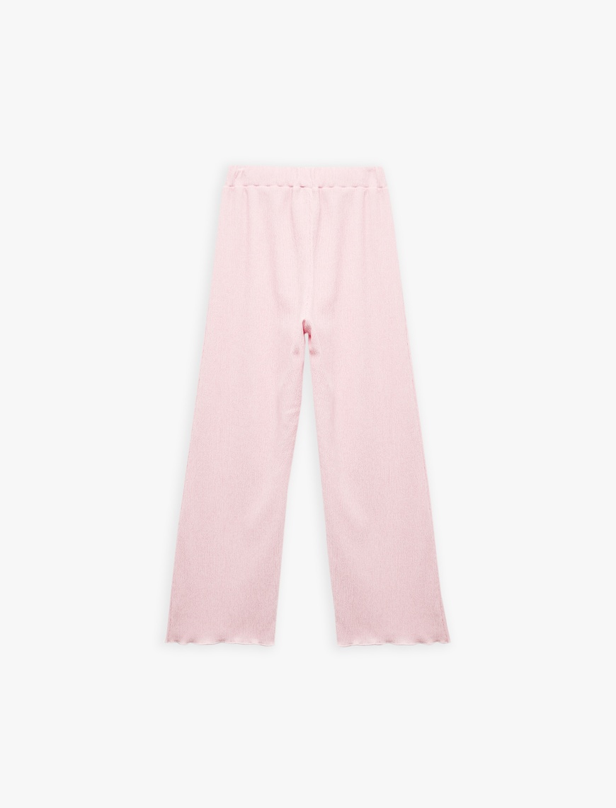  Kız Çocuk Viskon Karışımlı Beli Lastikli Geniş Paça Pantolon