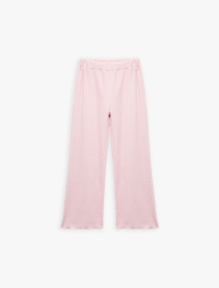 Kız Çocuk Viskon Karışımlı Beli Lastikli Geniş Paça Pantolon