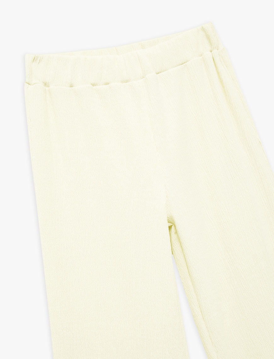  Kız Çocuk Viskon Karışımlı Beli Lastikli Geniş Paça Pantolon