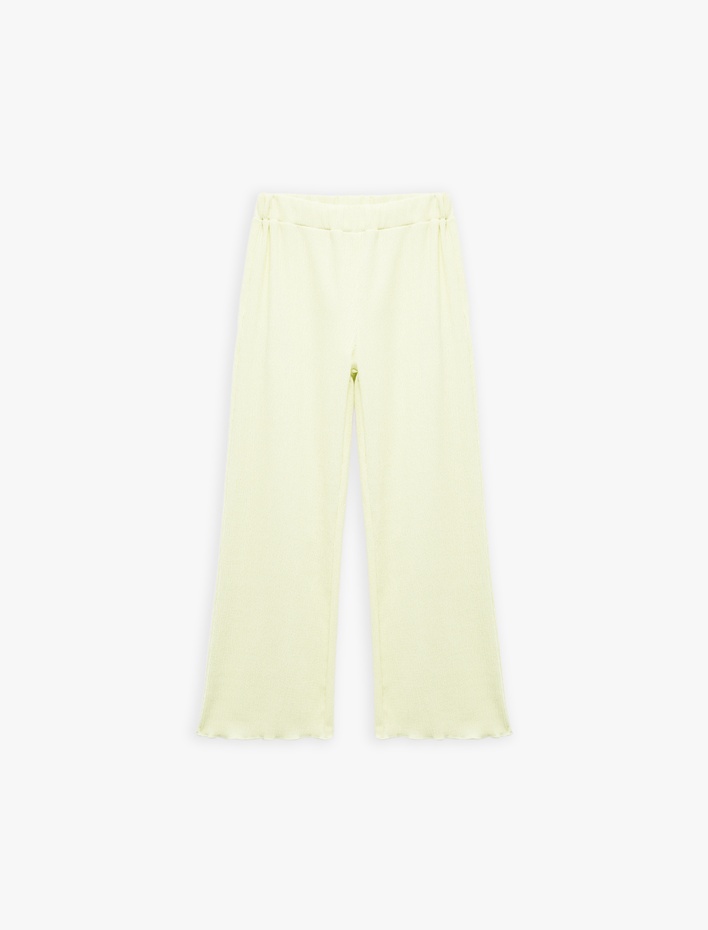 Kız Çocuk Viskon Karışımlı Beli Lastikli Geniş Paça Pantolon