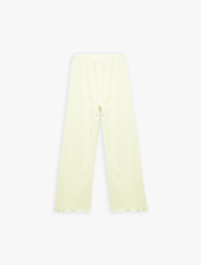 Kız Çocuk Viskon Karışımlı Beli Lastikli Geniş Paça Pantolon