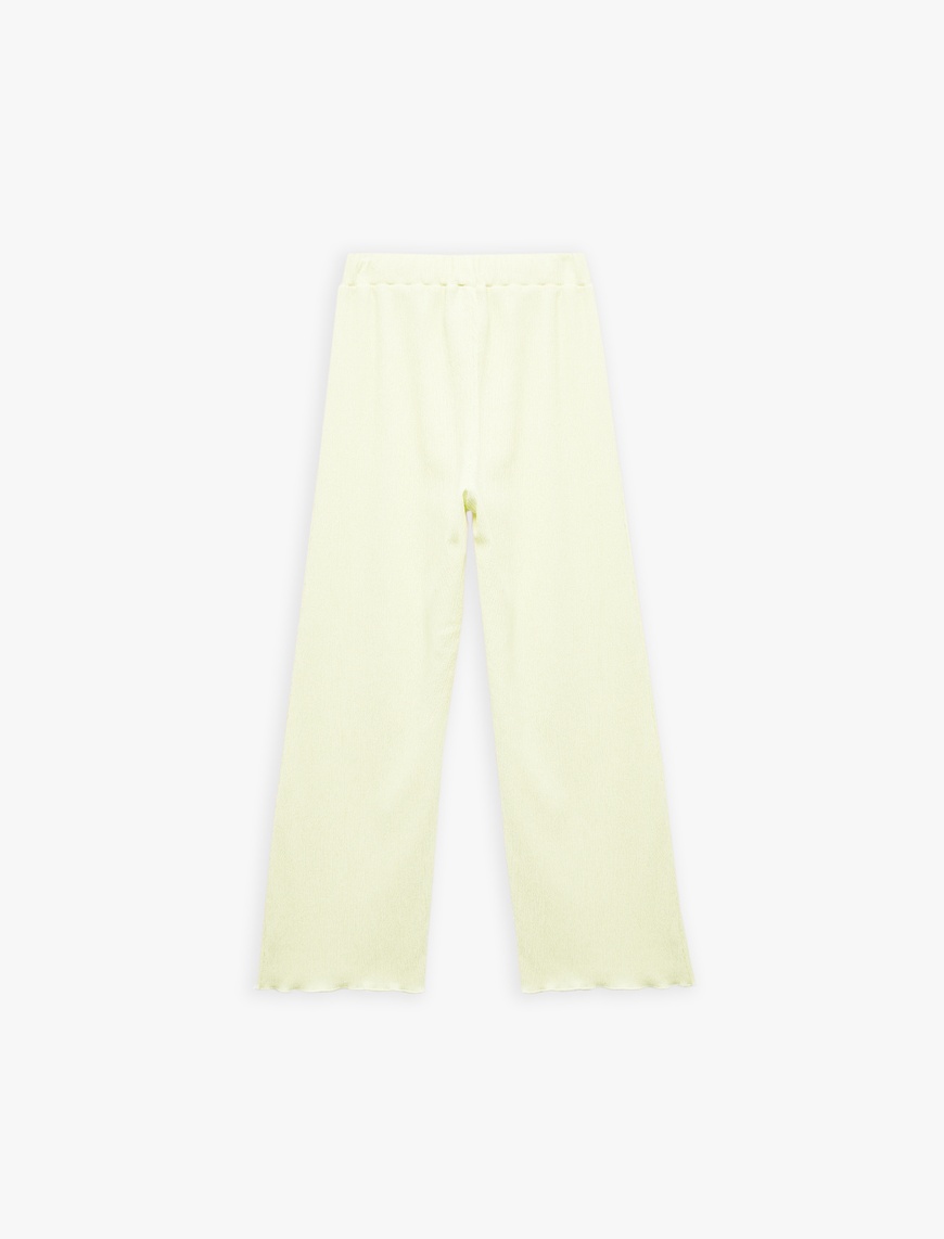  Kız Çocuk Viskon Karışımlı Beli Lastikli Geniş Paça Pantolon