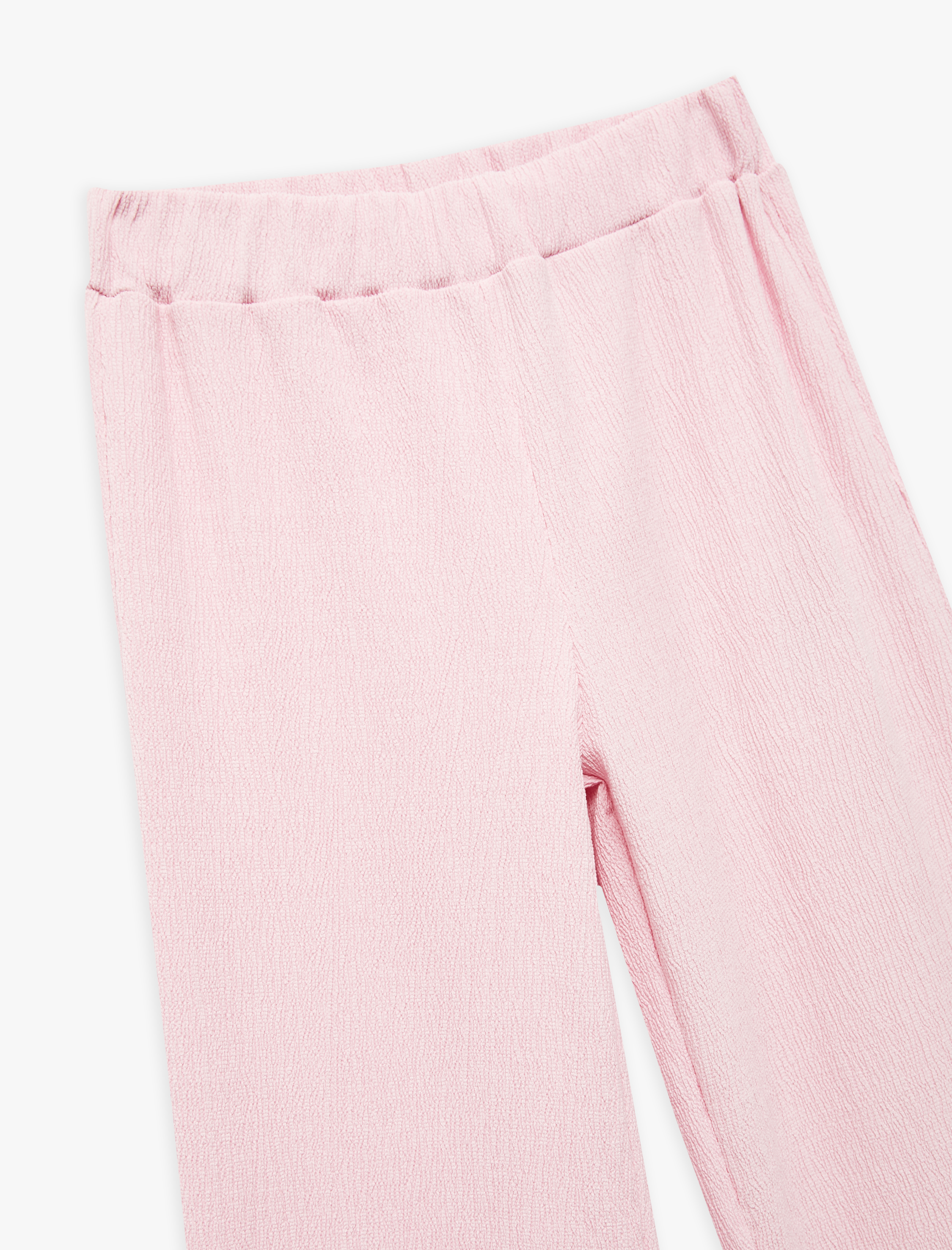  Kız Çocuk Viskon Karışımlı Beli Lastikli Geniş Paça Pantolon