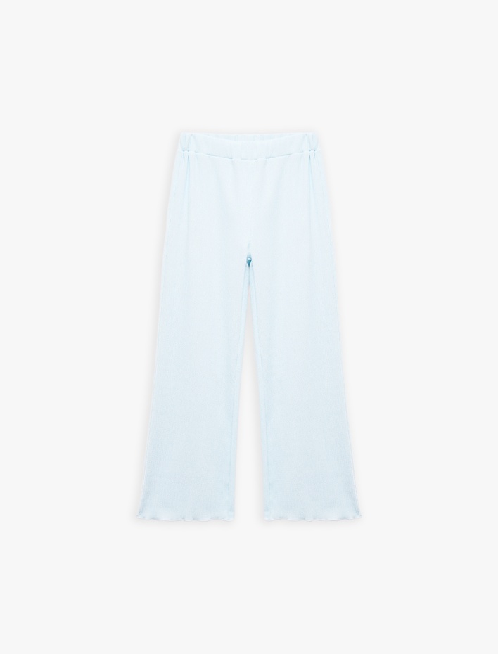 Kız Çocuk Viskon Karışımlı Beli Lastikli Geniş Paça Pantolon