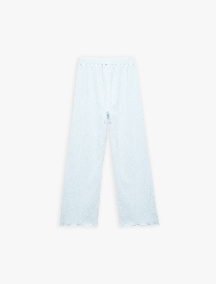  Kız Çocuk Viskon Karışımlı Beli Lastikli Geniş Paça Pantolon