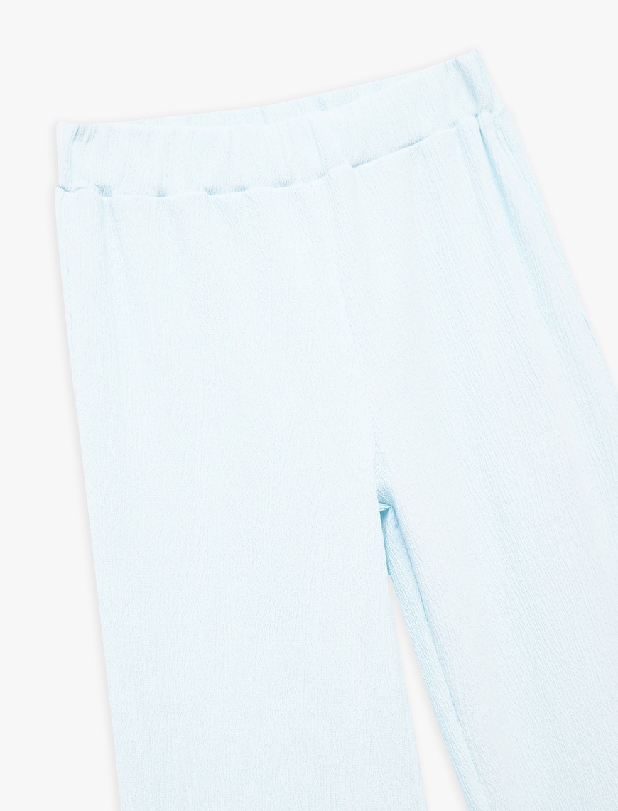 Kız Çocuk Viskon Karışımlı Beli Lastikli Geniş Paça Pantolon