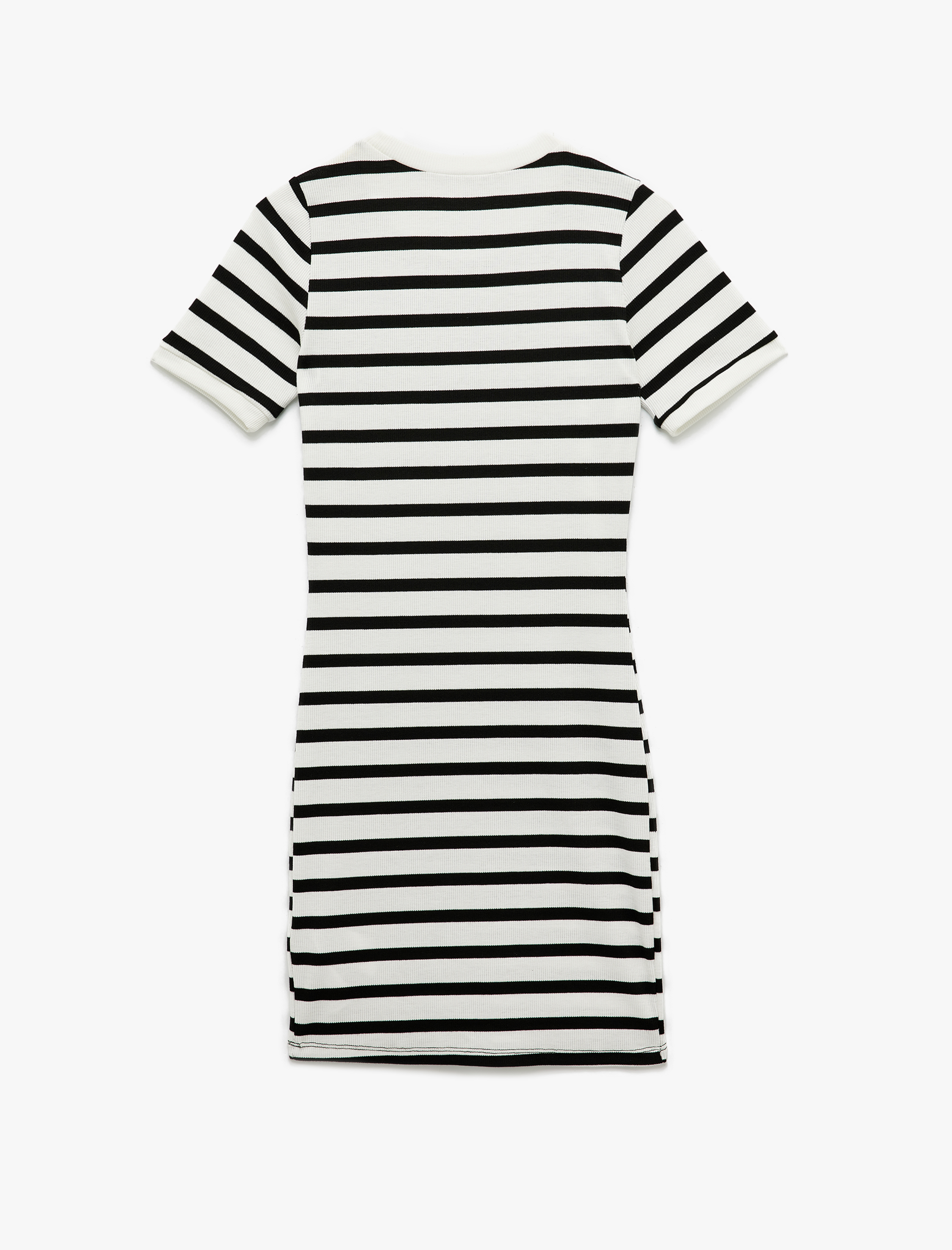   Mini Bisiklet Yaka Kısa Kollu Fitilli Slim Fit Elbise