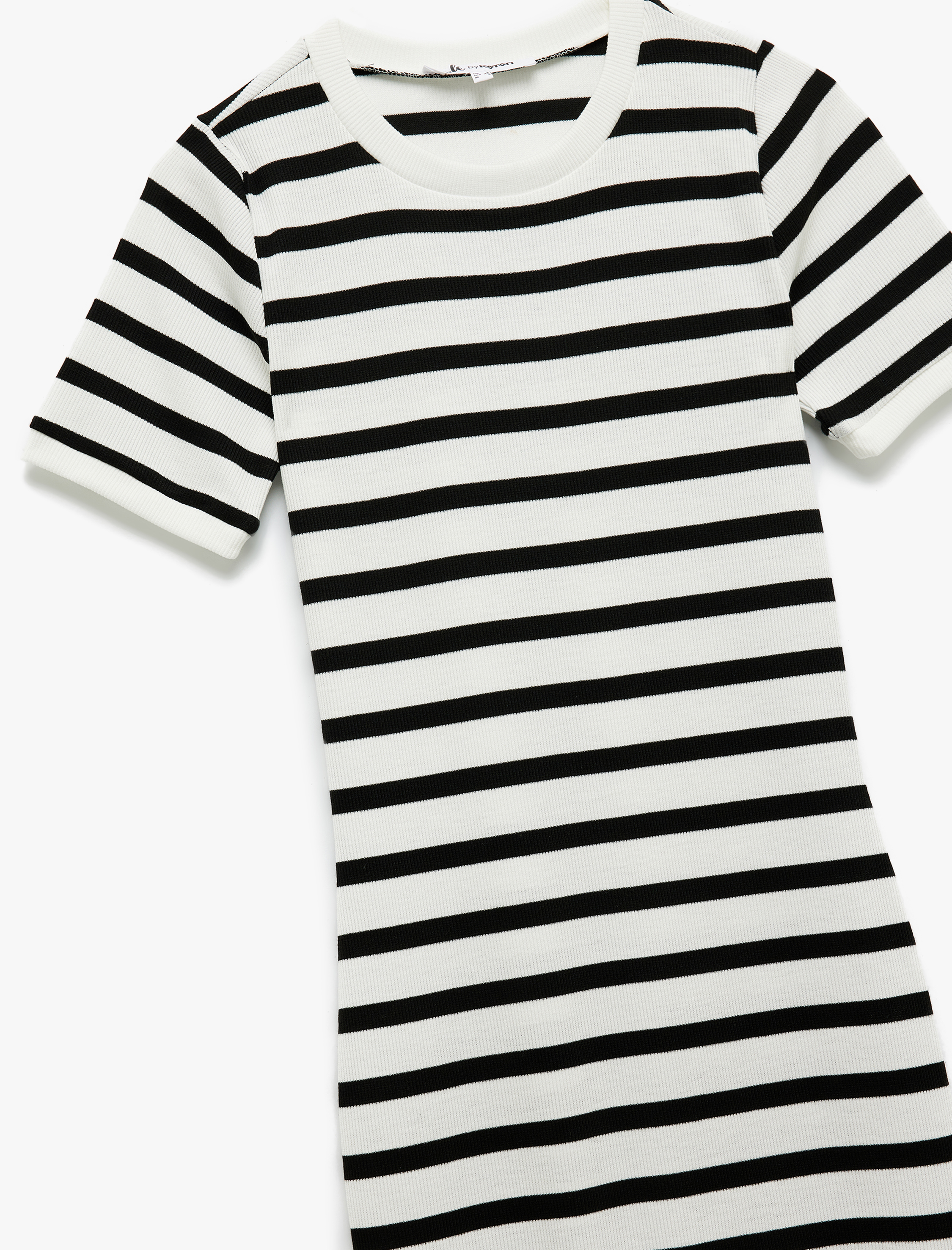   Mini Bisiklet Yaka Kısa Kollu Fitilli Slim Fit Elbise