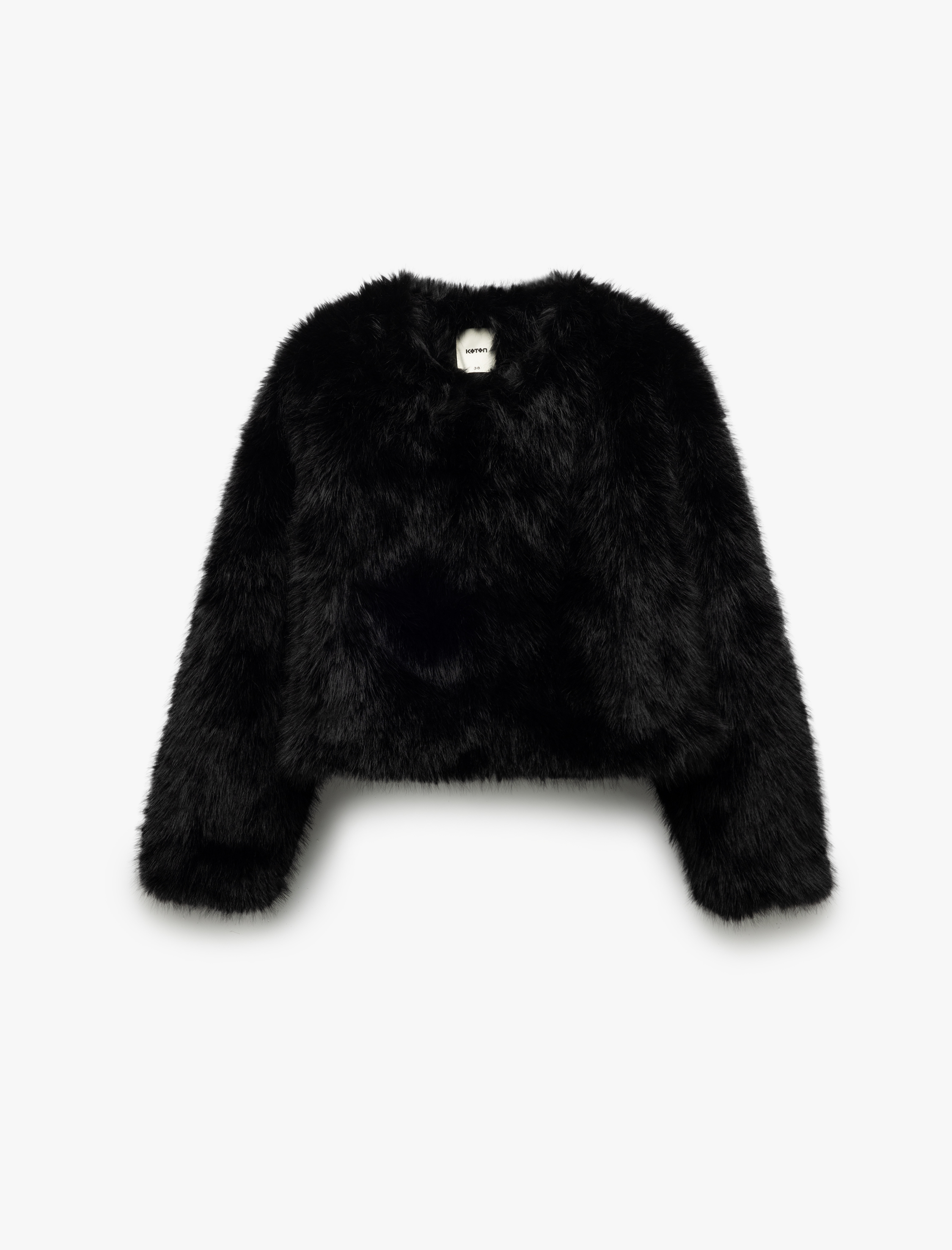   Suni Kürk Mont Crop Uzun Kollu Bisiklet Yaka