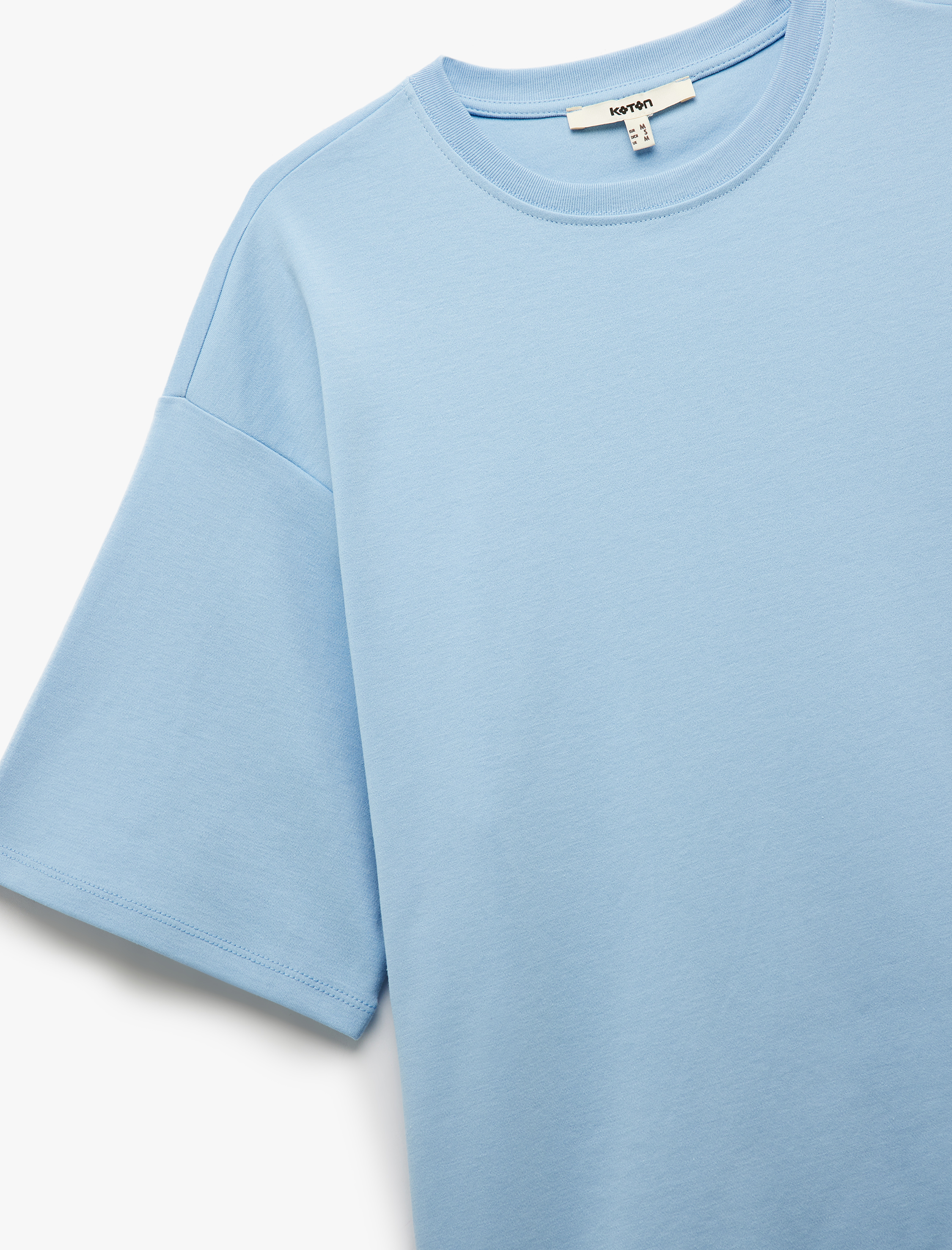   Pamuklu Rahat Kalıp Kısa Kollu Bisiklet Yaka Basic Tişört