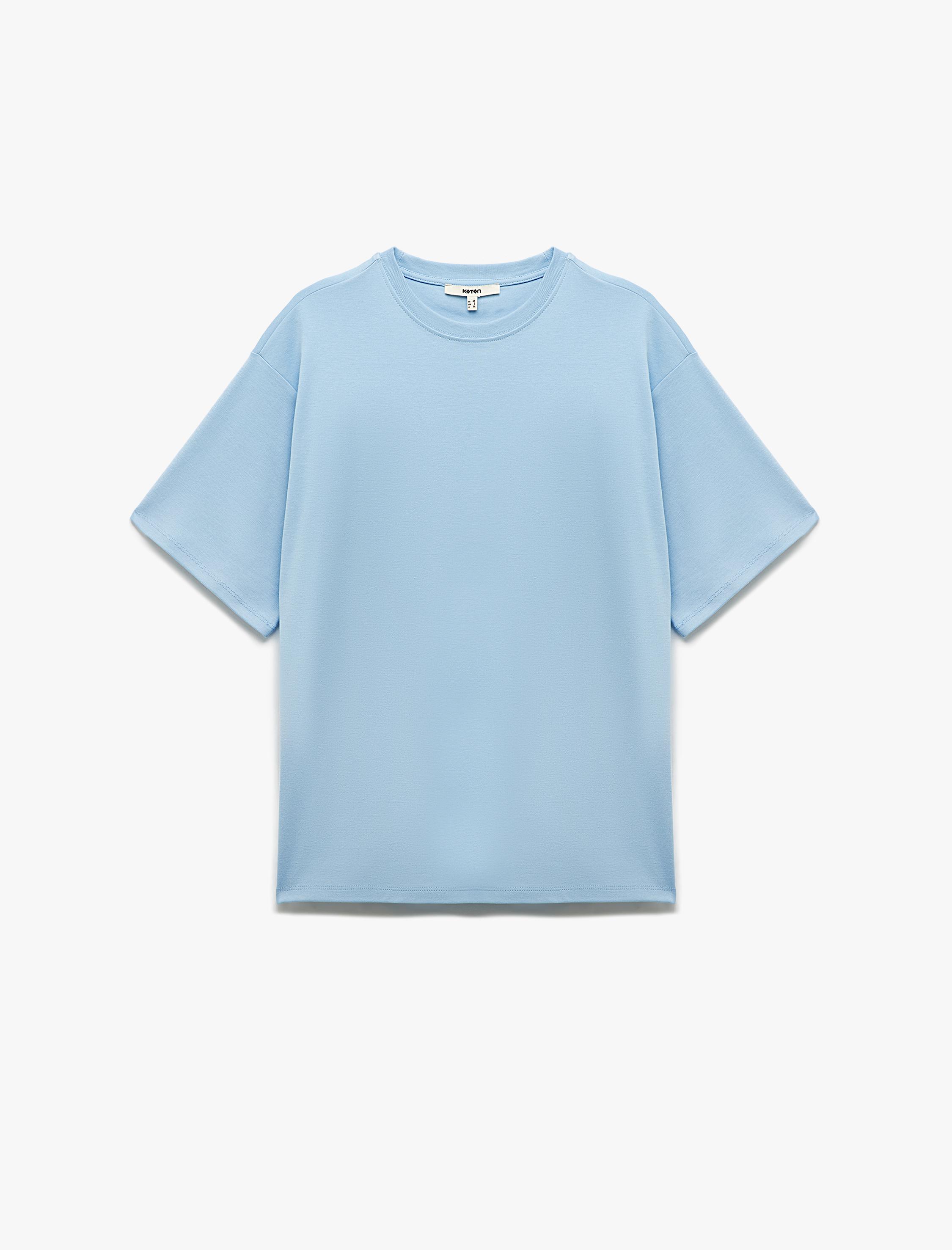   Pamuklu Rahat Kalıp Kısa Kollu Bisiklet Yaka Basic Tişört