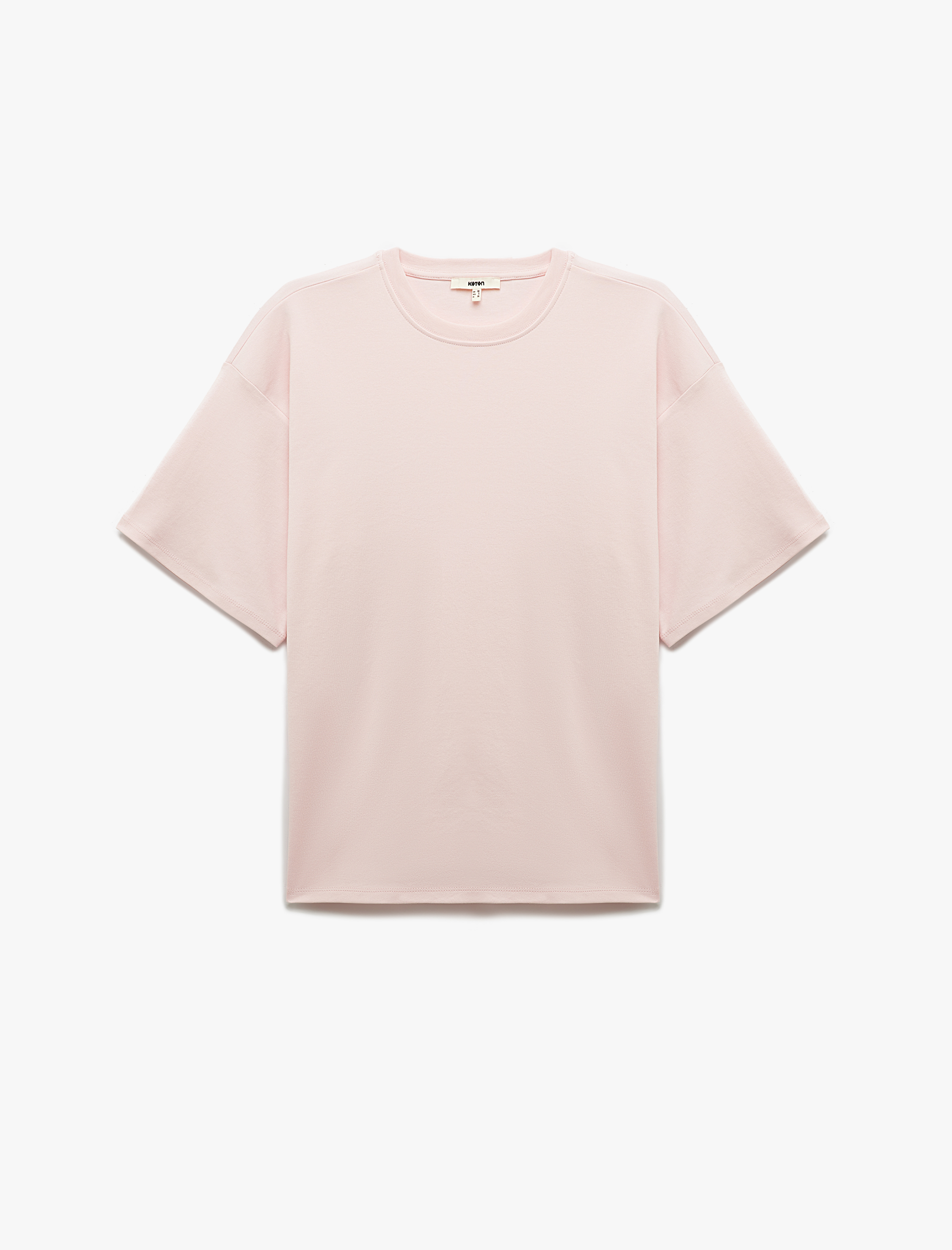   Pamuklu Rahat Kalıp Kısa Kollu Bisiklet Yaka Basic Tişört